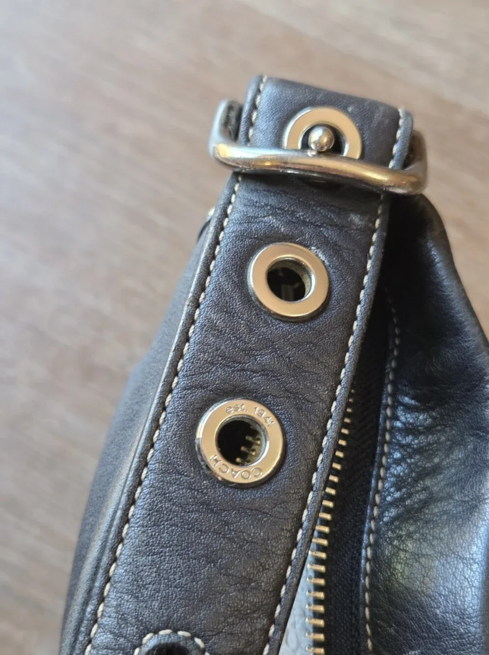 Vintage Coach 1417 Black Genuine Leather East West Legacy Shoulder Bag Hobo Bag